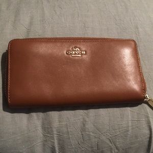 Brown leather coach wallet